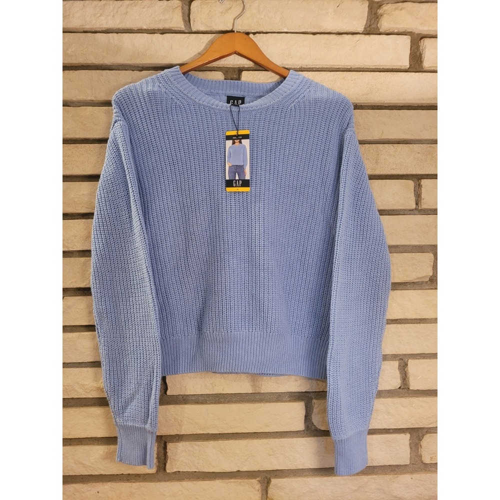 GAP Women's Size Medium 100% Cotton Light Blue Knit Sweater (New With Tags)